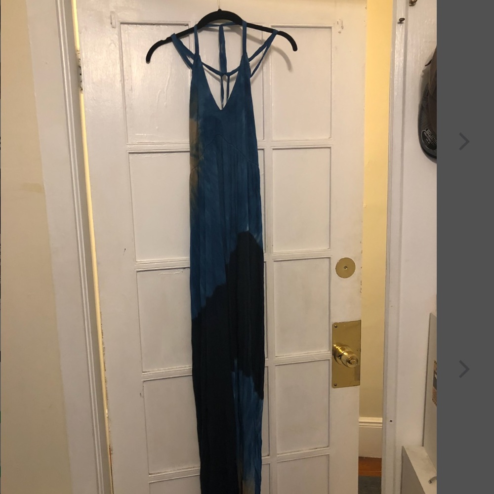 NWOT Navy Blue & Tan Maxi Dress